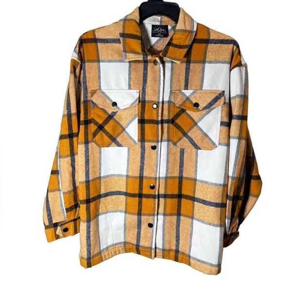 HFX Ladies’ Shirt Jacket plaid yellow size medium - Picture 2 of 16